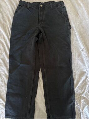 Carhartt B11 Loose Original Fit Washed Duck Work Dungaree Pants Black 36 x 32